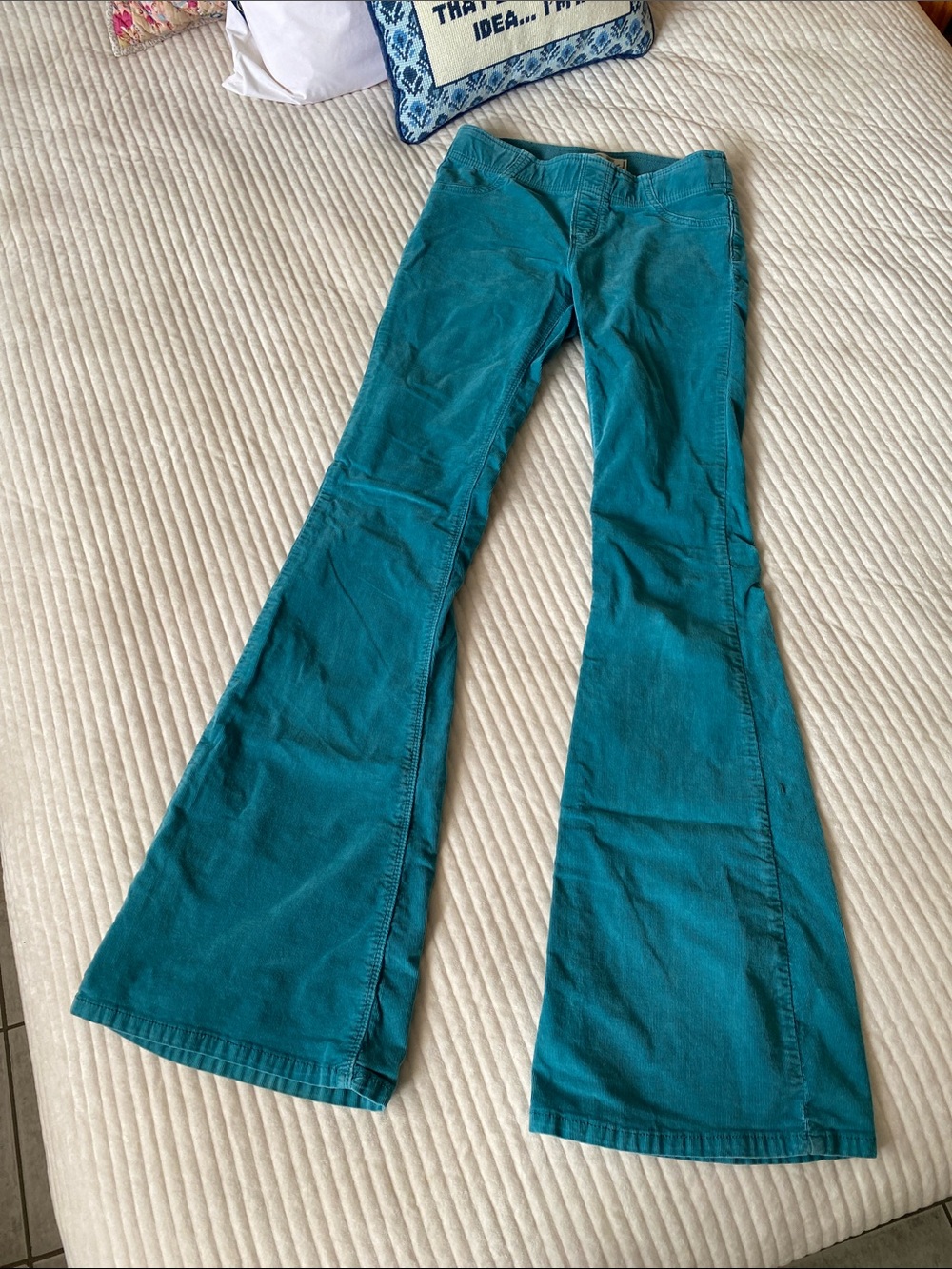 💙🩵 Free People Teal Corduroy Boot Cut Pants size 25